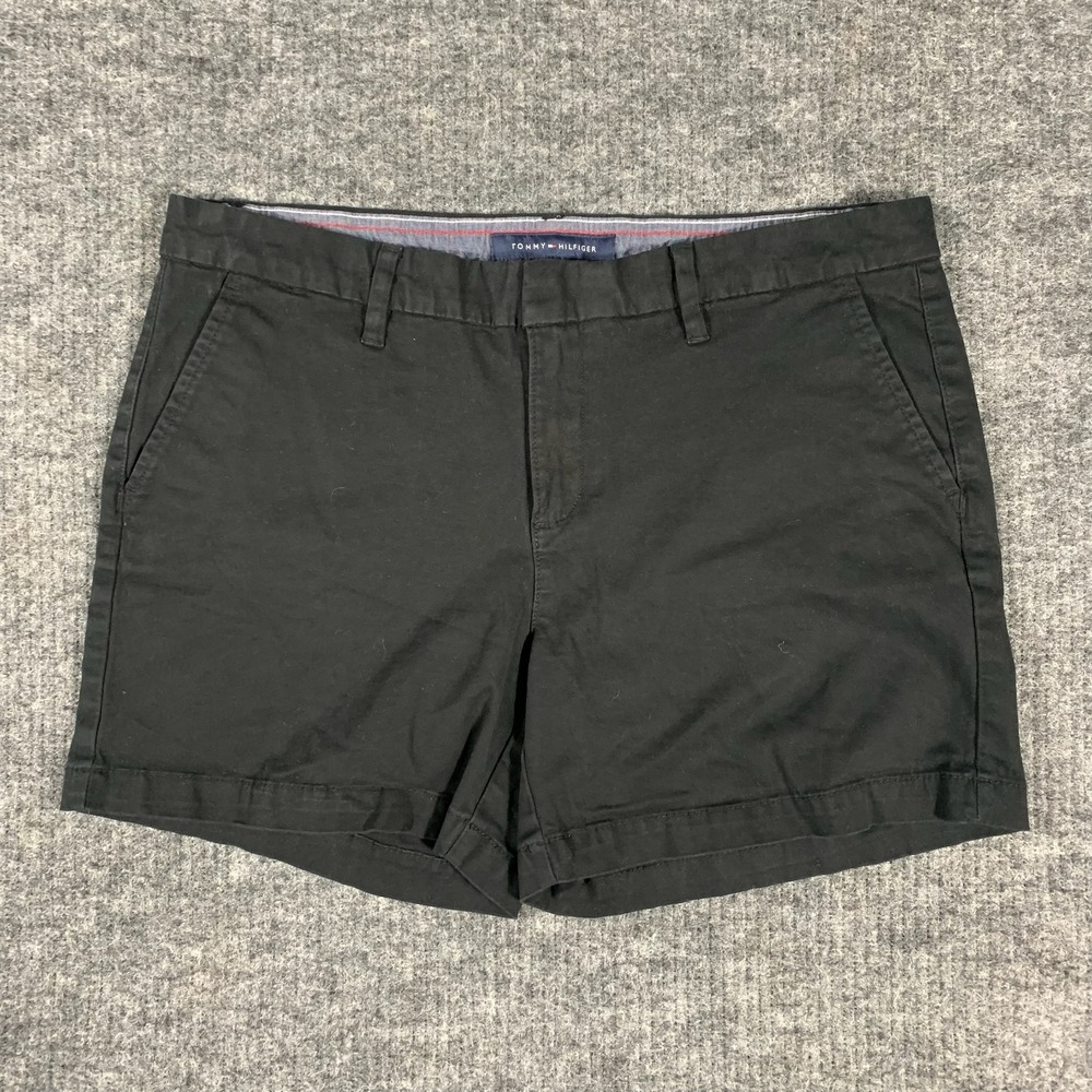 Tommy Hilfiger Shorts Womens 12 Black Chino Cotton Stretch Casual Summer